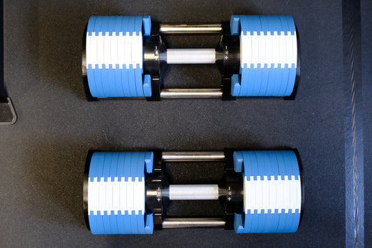 Adjustable Dumbbells - Steel Plates - Sky Blue