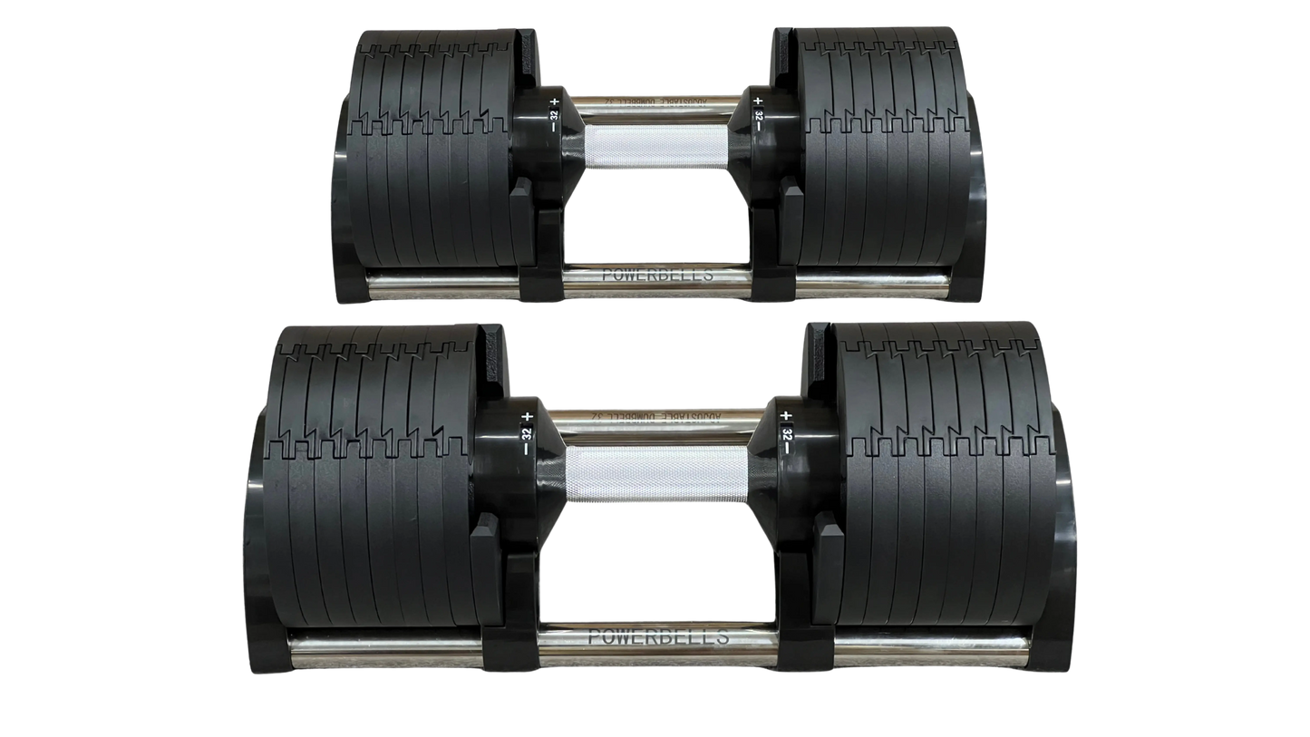 PowerBells 32 Pro – Adjustable Dumbbells | 2kg Increments | Pair PowerBells