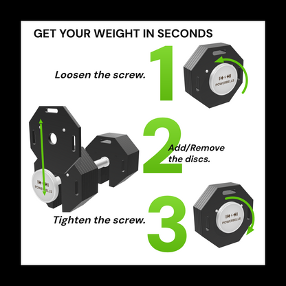 PowerBells 53 Forge Gen 2 – change weight in seconds: loosen, add or remove plates, tighten
