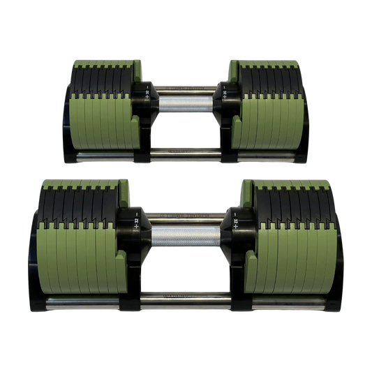 PowerBells 38 Pro adjustable dumbbells – Olive Green